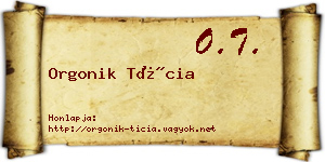 Orgonik Tícia névjegykártya
